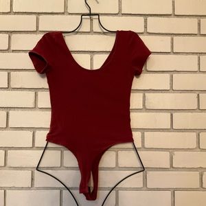 Deep red short sleeve bodysuit